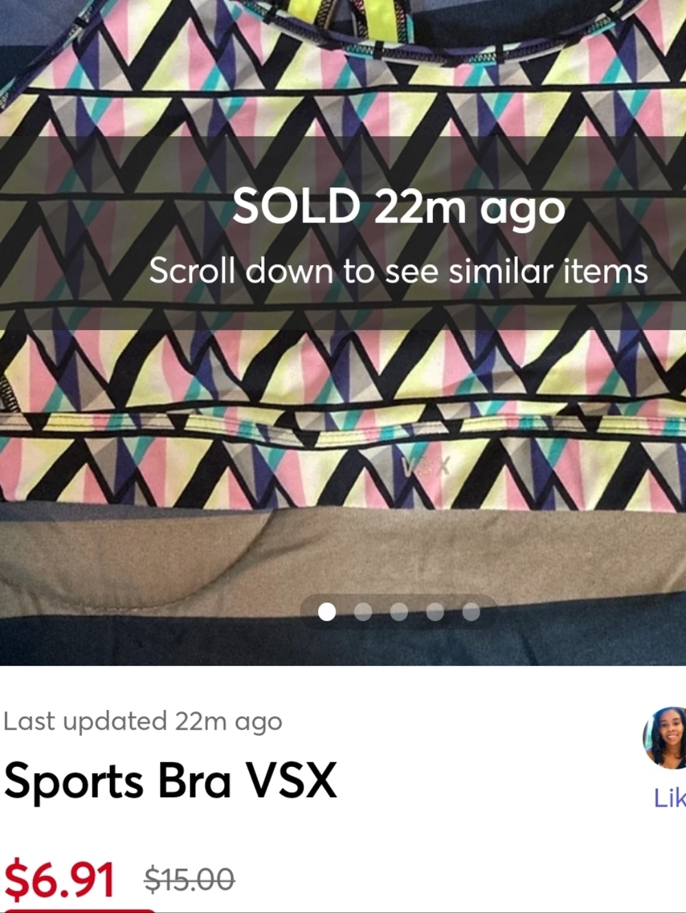 SOLD! MER 🚗 Ri...Geometric Pattern Sports Bra VSX